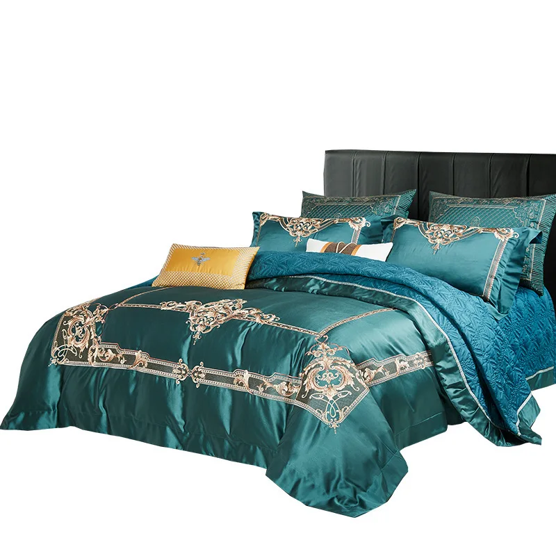 
ODM Bedding Sets Hot Sale Elegant Jacquard Cotton Satin Silk Solid Color Texture Queen Size Sheet, Pillowcase & Duvet Cover Sets 