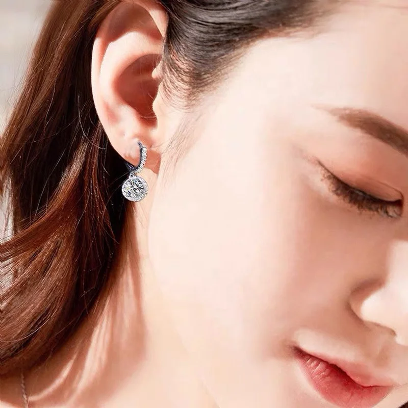 Sense of advance Dainty PT 950 925 Sterling Silver high quality Mosan moissanite  1ct 2ct 3ct diamonds ear earrings jewelry