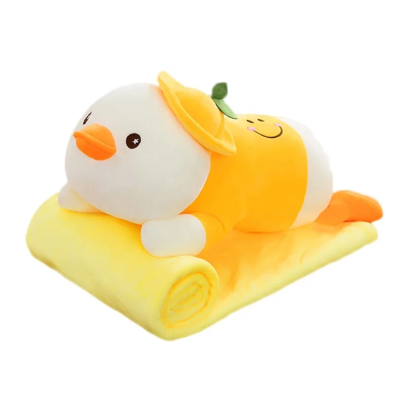Multifunctional Stuffed Plush Toy Cute Lion Duck Deer Sleeping Pillow Toy Animal With Blanket Soft Toy For Kids