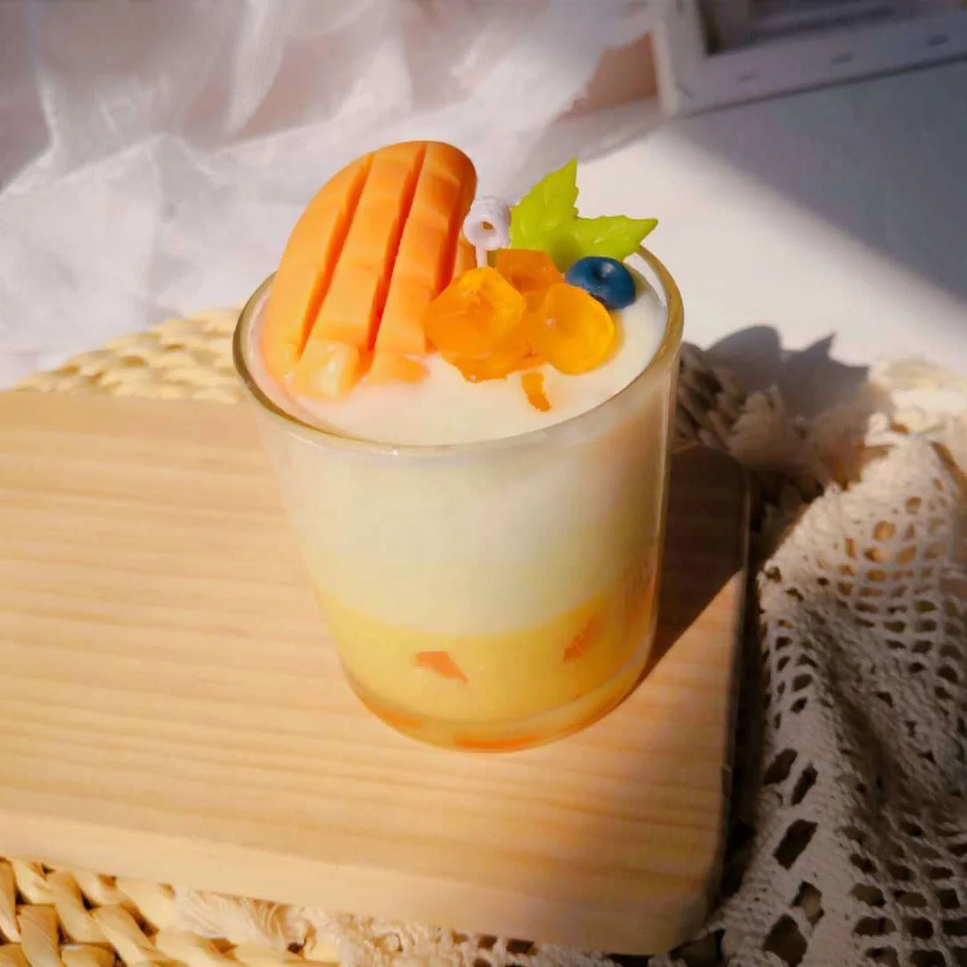 Hot sale Novelty ice Mango drink DIY soy wax scented candle for gift home decoration candle oil scents