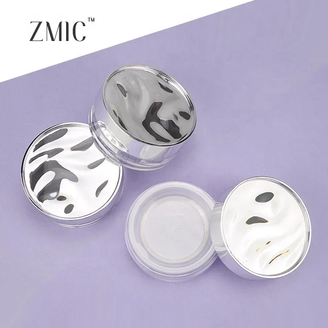 6g mini loose powder jar silver round empty loose powder container with sifter