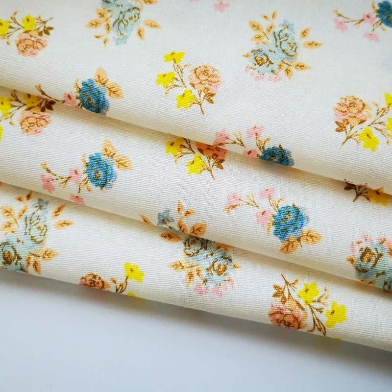 
Keqiao textile linen cotton fabric printed with fashion florals pattern for shirts 