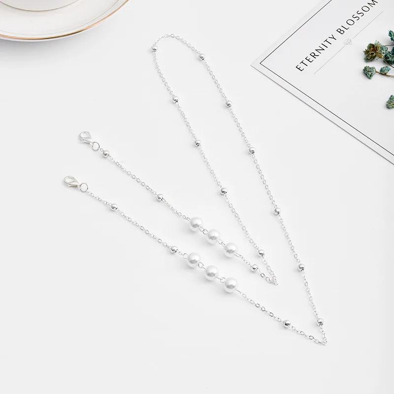 New Korean glasses chain Beaded simple copper gold-plated chain for glasses women anti slip anti falling metal glasses sling