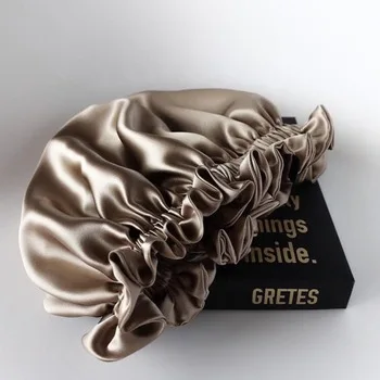 
 Шелковая шапочка с логотипом на заказ, двухсторонний слой шелковой ткани, полотенце-тюрбан  