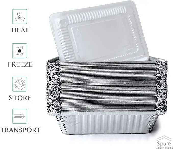 Wholesale Food Packaging Aluminum Foil Container Disposable Takeaway Aluminum Foil Tray with Lids