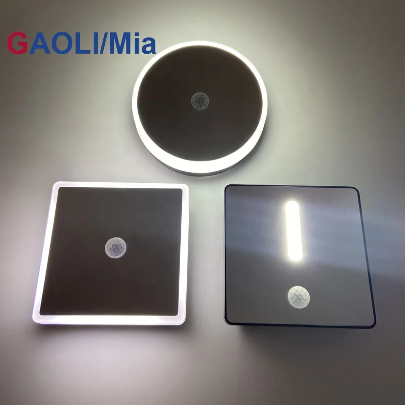 Aluminum cover motion sensor light wireless LED ROUND AA battery operated indoor kids Step Light Under Cabinet Nightlight
