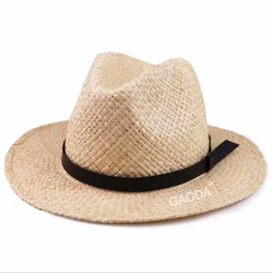Factory supply natural raffia straw panama style hat