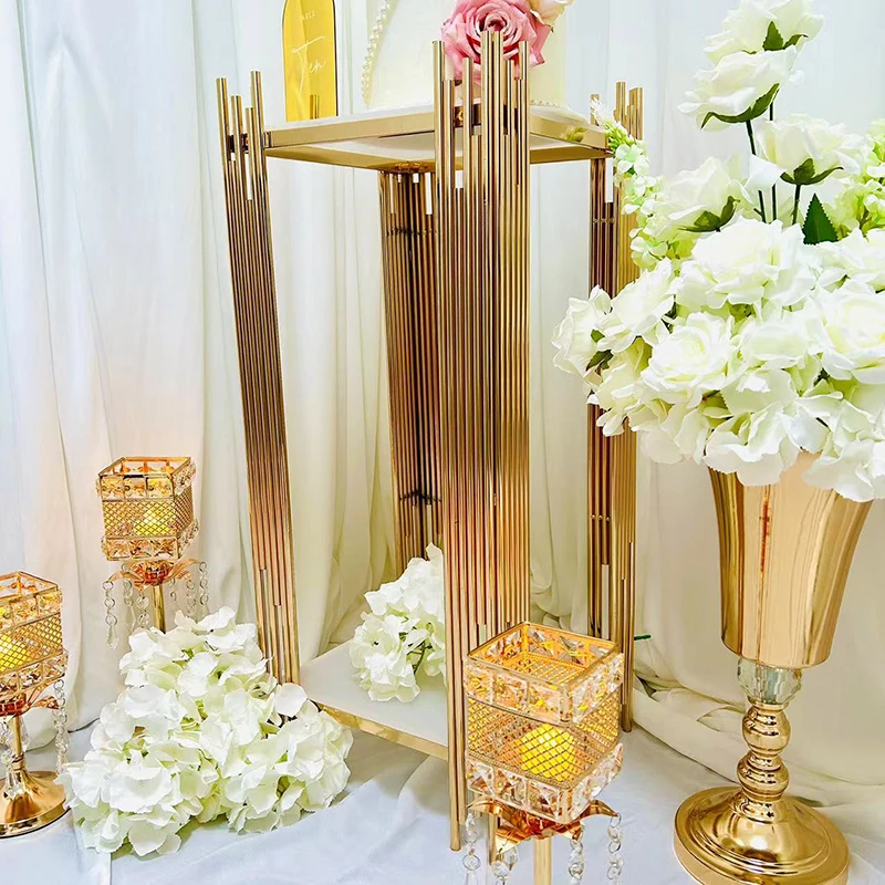 Decorative Low Price Wedding Supplies Flower Stand Wedding Decoration For Sale Luxurious Metal Flower Stand