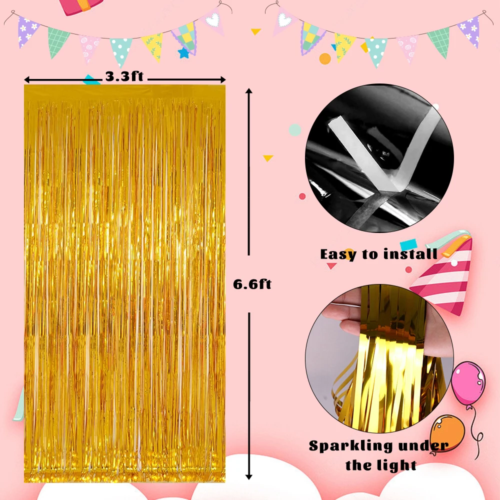 graduation decorations plain rain foil fringe curtain wedding backdrop wall decoration party curtain