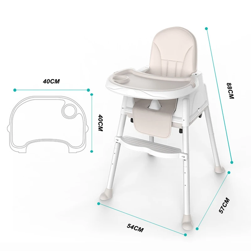 FQTOY-Foldable stackable with wheels eating modern for stool children feeding high dinning plastic baby kids chairs