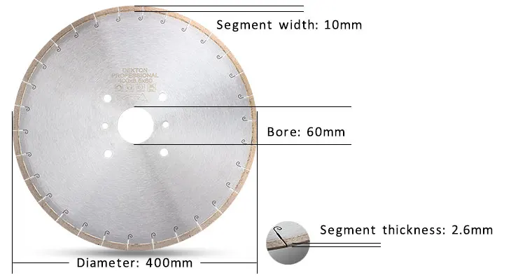 16 in. 400 mm Hot Press Cutting Blade Diamond Saw Blade for Professional Dekton Cutting Ceramic Granite Rock Slab Saw Blade