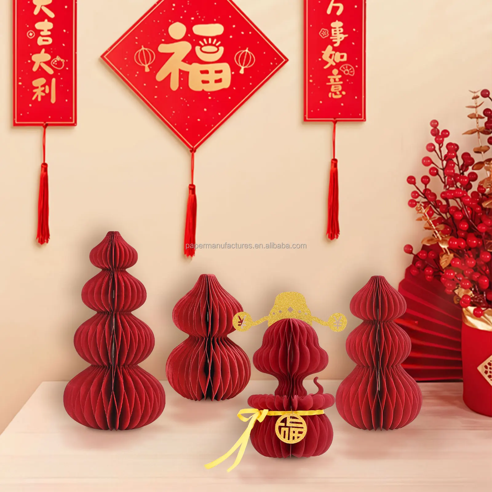 2025 God of Wealth Ornaments Chinese New Year Holiday Table Supplies Design Paper Decoration Windows Supplies Home Decor