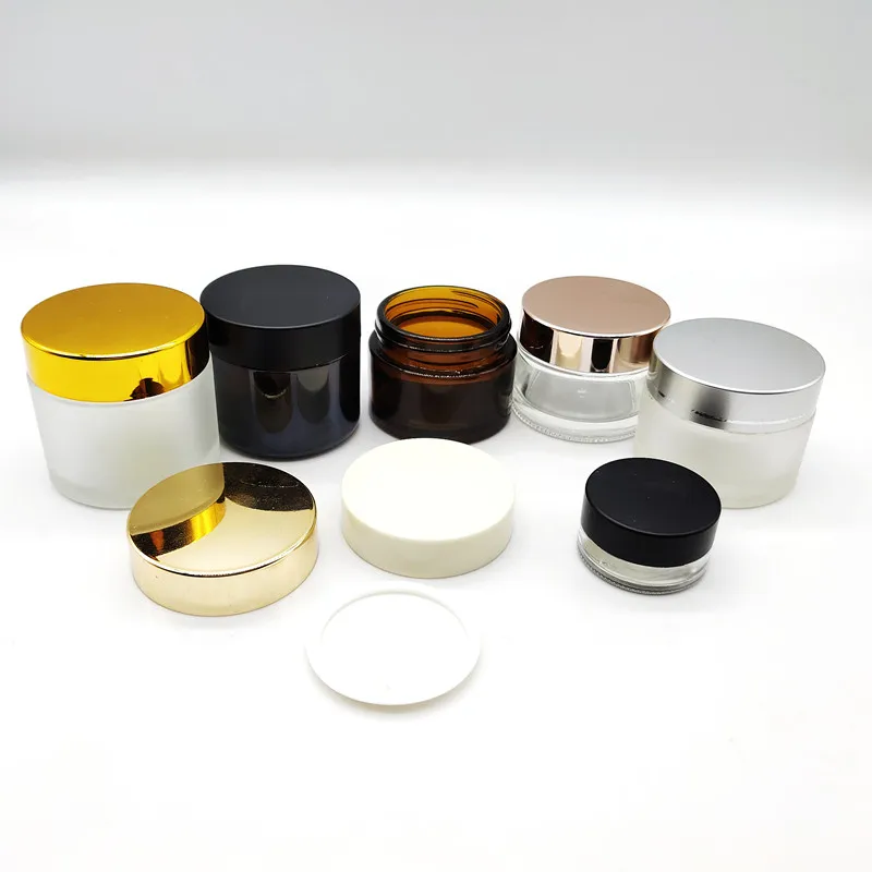 Wholesale 50g luxury glass jar for cosmetic oil/50ml cream glass jar/glass jar with lid