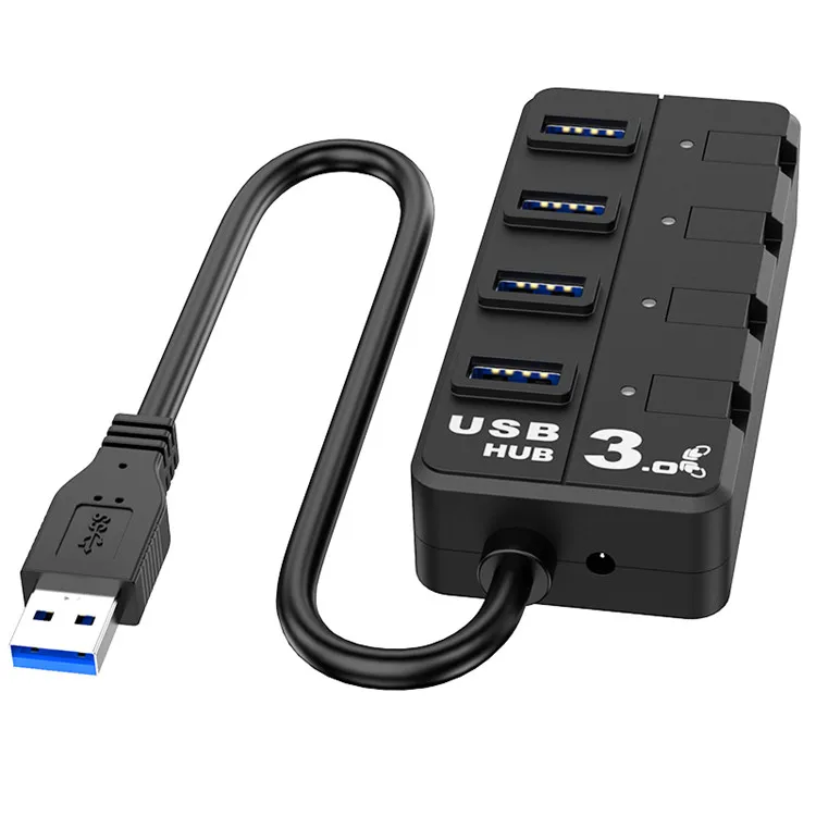 USB3.0 HUB 4-port hub usb independent key switch 3.0hub splitter one drag four expansion Spreader