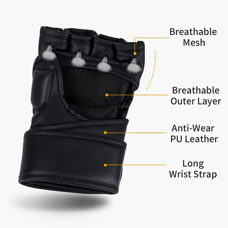 MMA ONEMAX Sparring UFC Gloves Half Finger Custom Logo With Three-layer Wristband For Training Factory Directly Supply