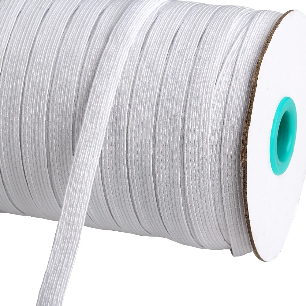 Factory Wholesale 6MM White/Black Flat elastic band1/4 inches Braided Elastic Strap