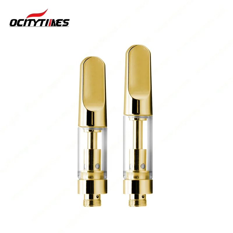 Top selling gold vape cartridges glass ceramic cbd tank empty 0.5ml 1.0ml