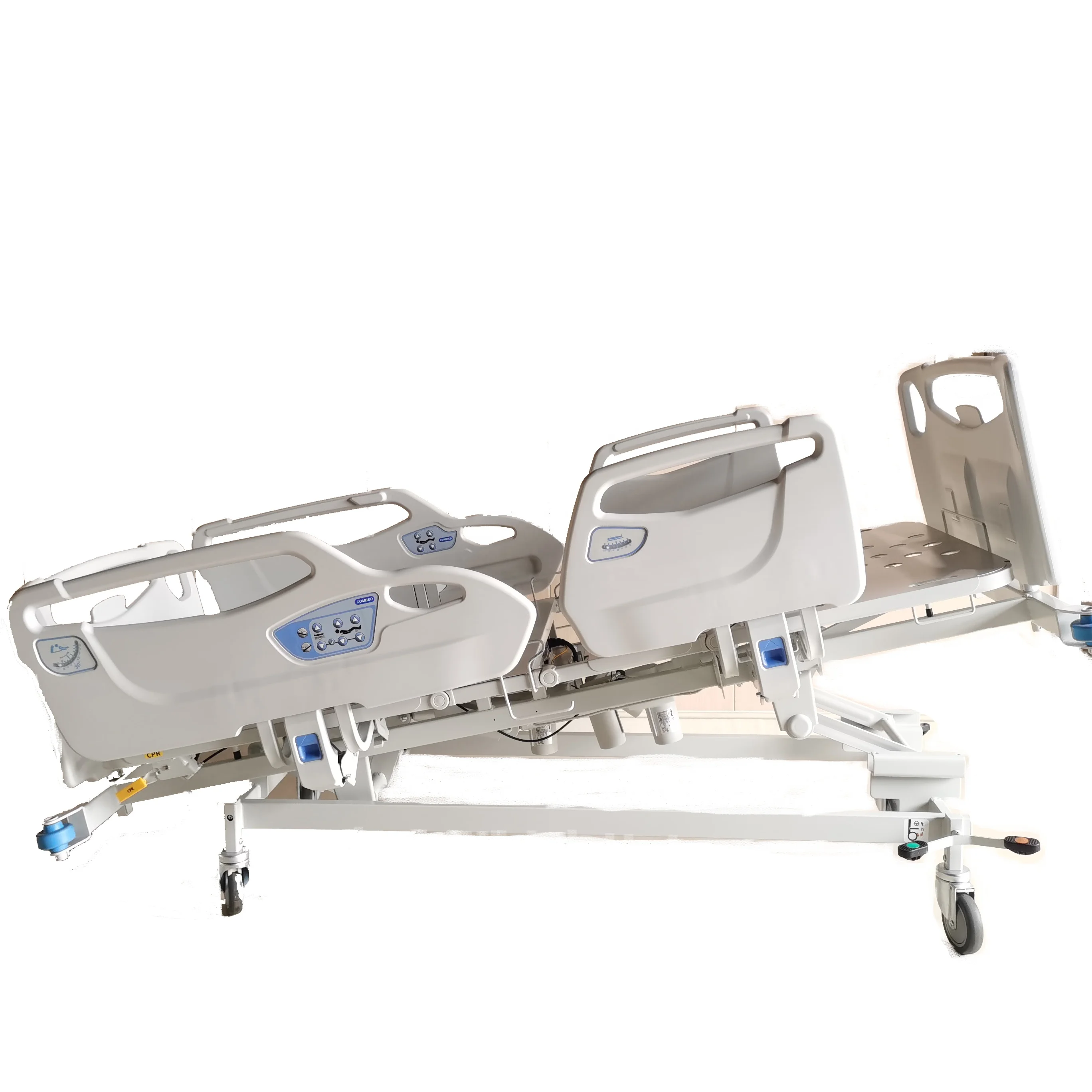 DH-B01 Лучшая цена, белая высокотехнологичная кровать для медицинской больницы с колесами, с ручным управлением, легкая в эксплуатации