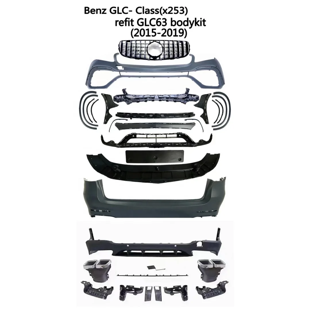 Factory sale facelift bumper bodykit auto parts for 2015-2019 Mercedes Benz GLC X253 Upgrade GLC63 AMG bodykit