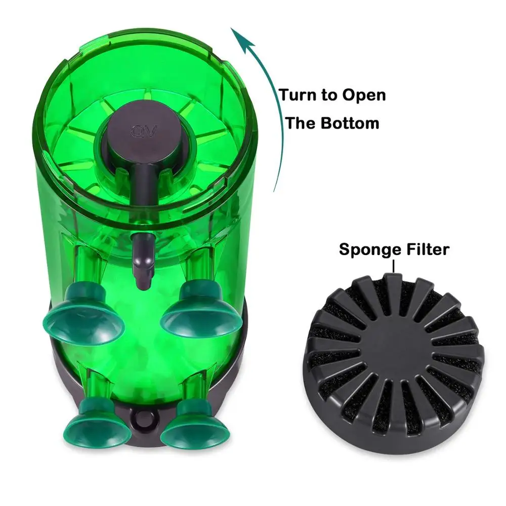 Fluidized Moving Bed Filter Bubble Bio Media Reactor for Aquarium Fish Tank with Air Stone and Sponge Filter