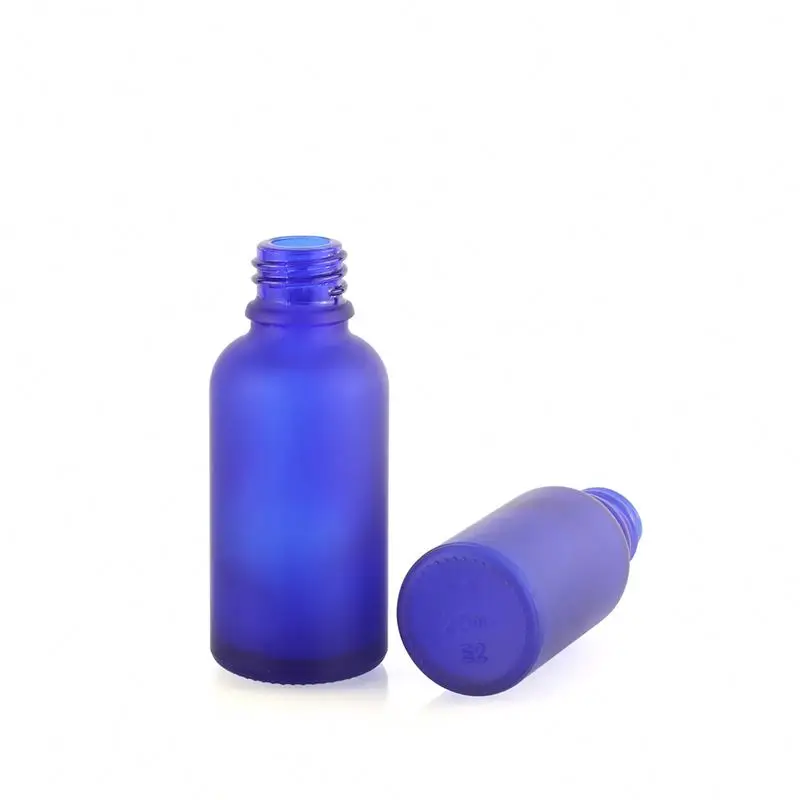 New design style glass dropper refined oil bottle 15 ml 20 ml 3 ml 50 ml blue frosted cosmetics filled bottle