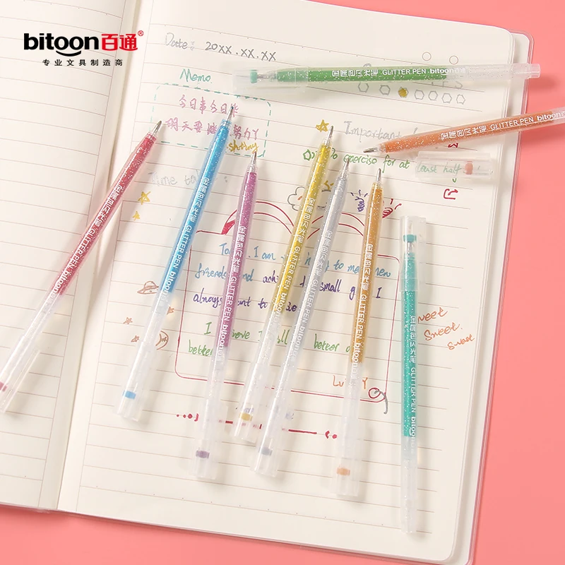 Custom Logo New Flash Crystal Gel Pen Set 12-Piece 1.0mm Bullet Nib Superior Office School Writing Tool Smooth Stylish Home Gift