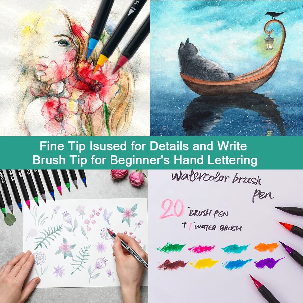 Non toxic Custom 120 colors Dual Tip Brush art marker pens Set Watercolor Marker Water Pen marker pen set OEM ODM sketch