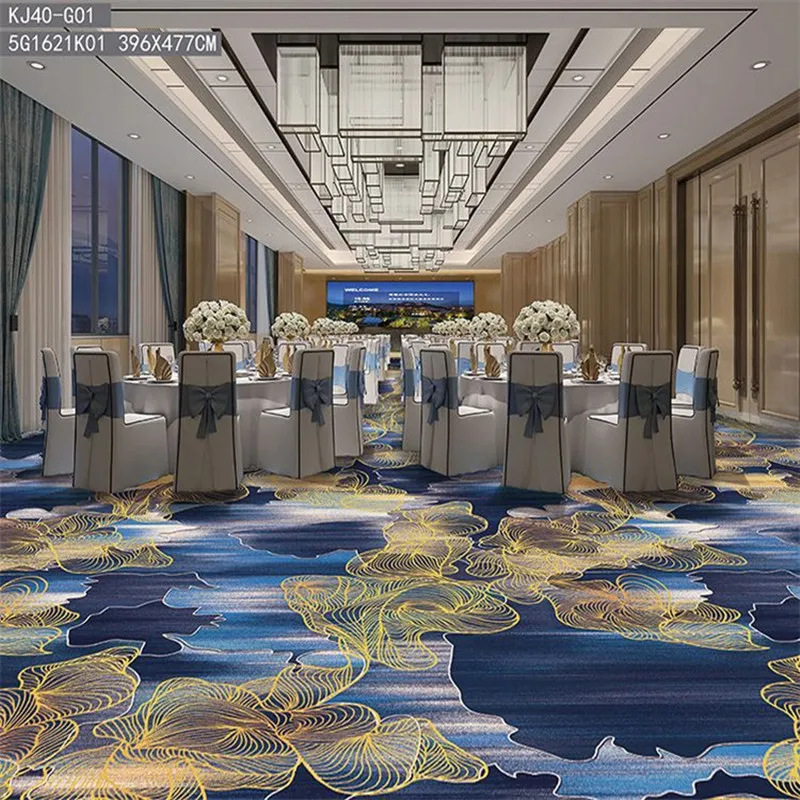 Loop Printed Fireproof Carpet Banquet Room Wedding Hall Theater Hotel Wall To Wall Luxury Modern Design 3D Carpet Rugs