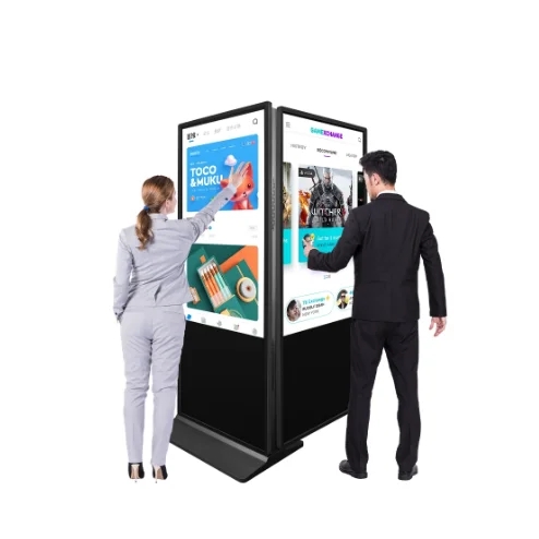 65' Advertising LCD Media Touch Screen Dual Display Floor Standing Digital Signage 4K HD Double Sided Indoor LCD Kiosk