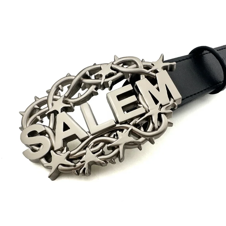 Custom Letter Shape Metal Belt Buckle Brand Logo Matt Silver Plating Metal 38mm Alloy Buckle for Man