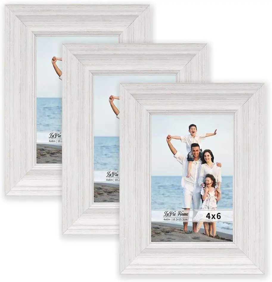 4x6 Set of 3 Elite Collection Rustic Photo Frame Set with High Definition Glass