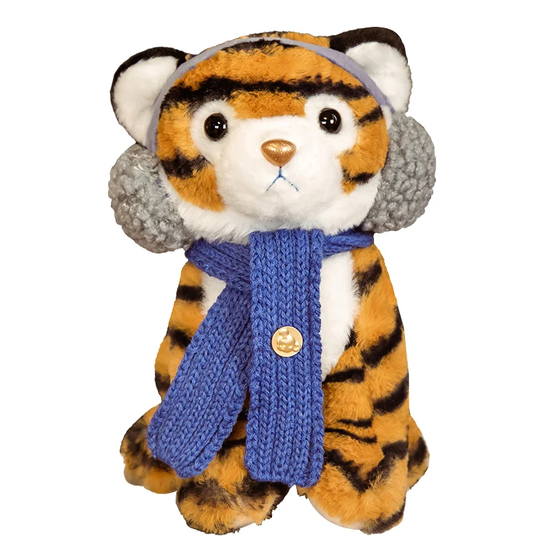 Hot sale Kids gift scarf  earmuff  tiger  Plush Toy