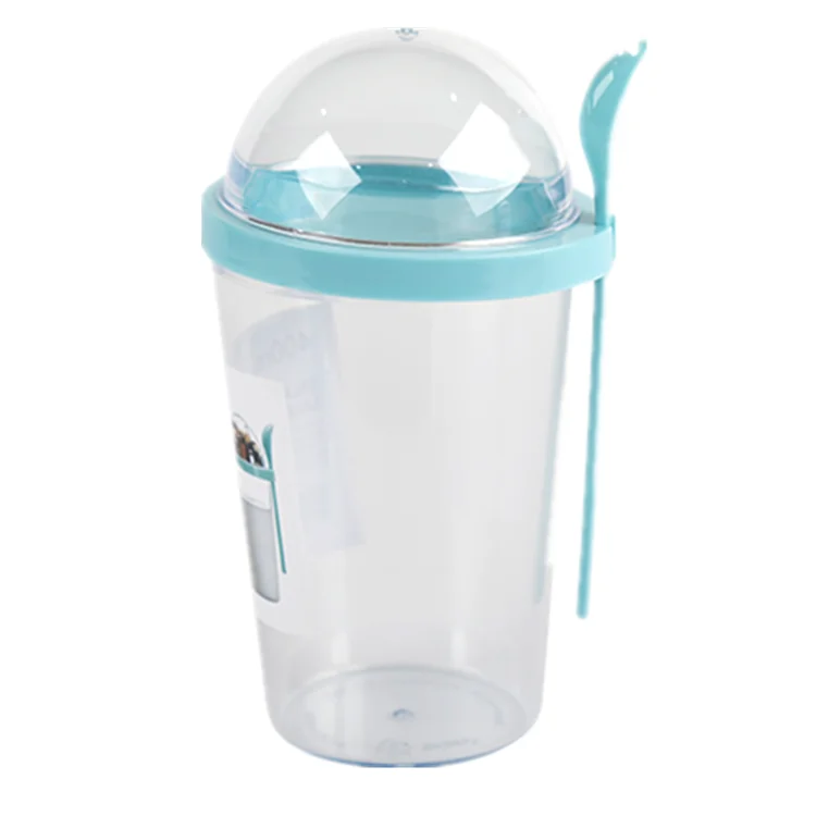 Customized Logo Fashion Design PP  frozen yogurt cup Plastic Salad Drinking Cup with Spoon