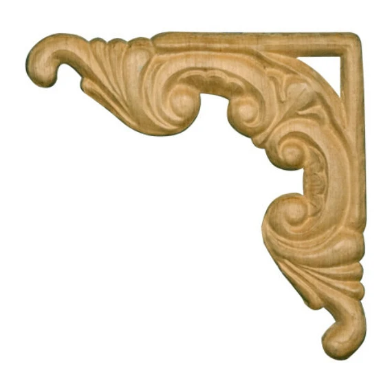 Customized Solid Wood Appliques Onlays Wood Carved Corner Applique Decorative Wood Applique