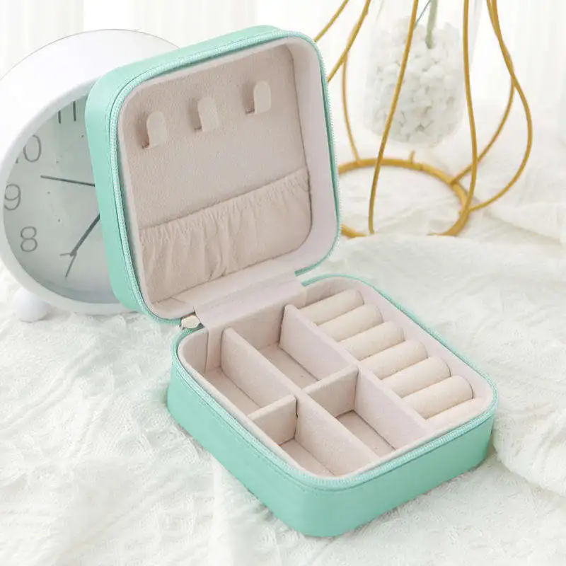 Custom wholesale mini jewelry box Travel portable gift Box Girl and Earrings Necklace Ring storage Jewelry case box
