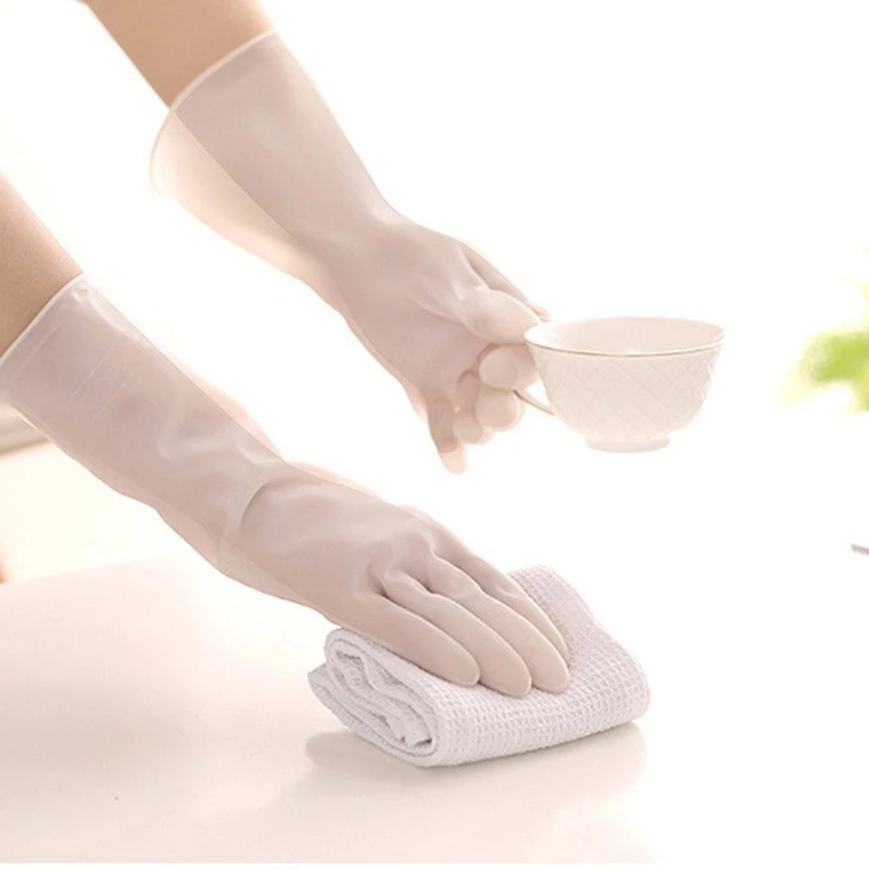 Kitchen Durable Silicone Washing Gloves  household translucent dish washing gloves