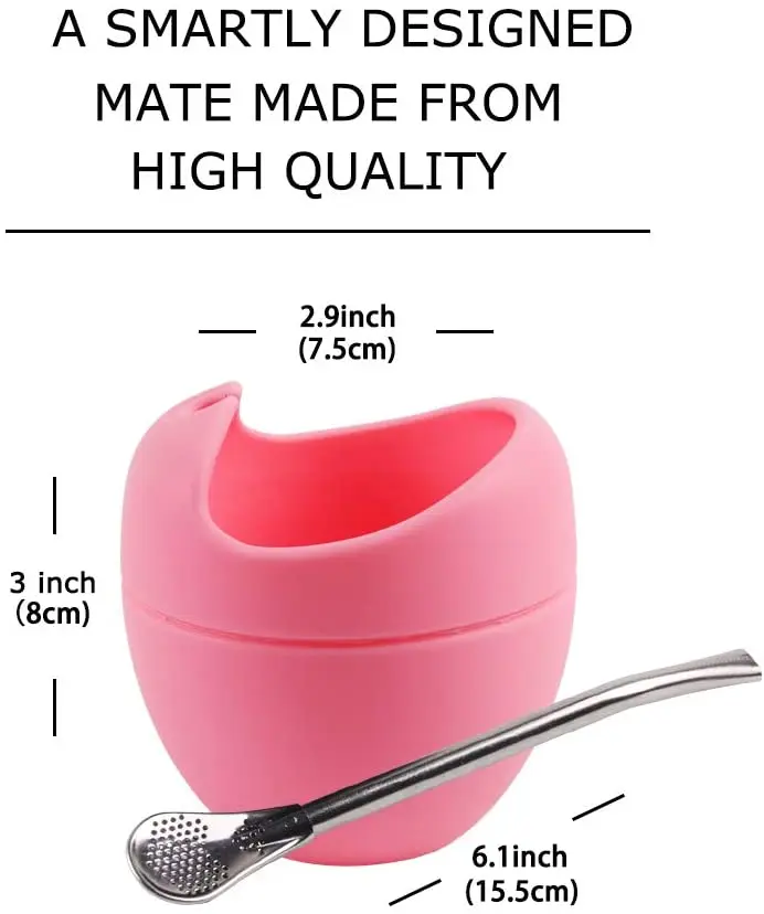 
silicone Yerba Mate Gourd Cup with Bombilla drain straw 