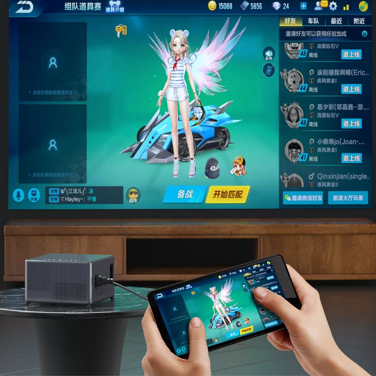 Led Mini Projector andriod 9.0 1080P Resolution Keystone Correction Multiple Ports Portable Smart Home Theater