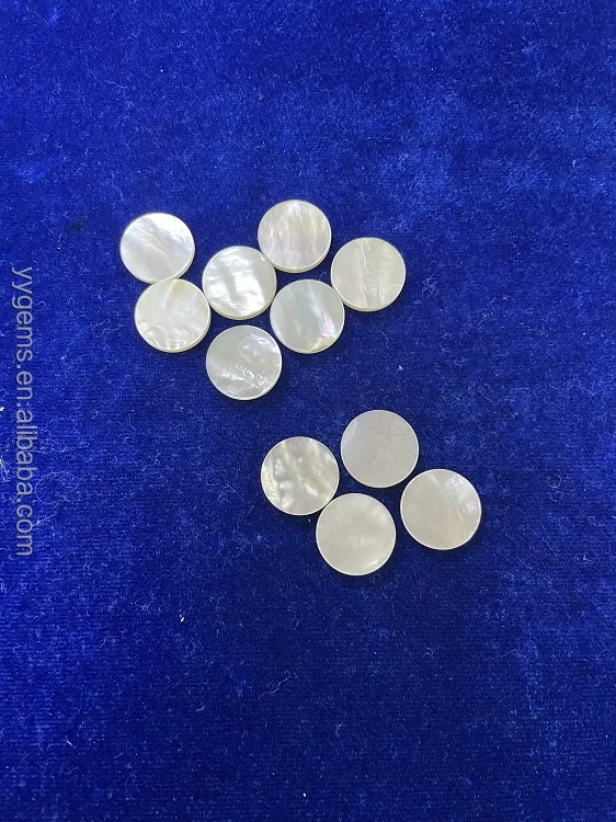 RTS Natural White Mother of Pearl 16mm Round Shape Two Flat Slice MOP Loose Gems for Jewelry