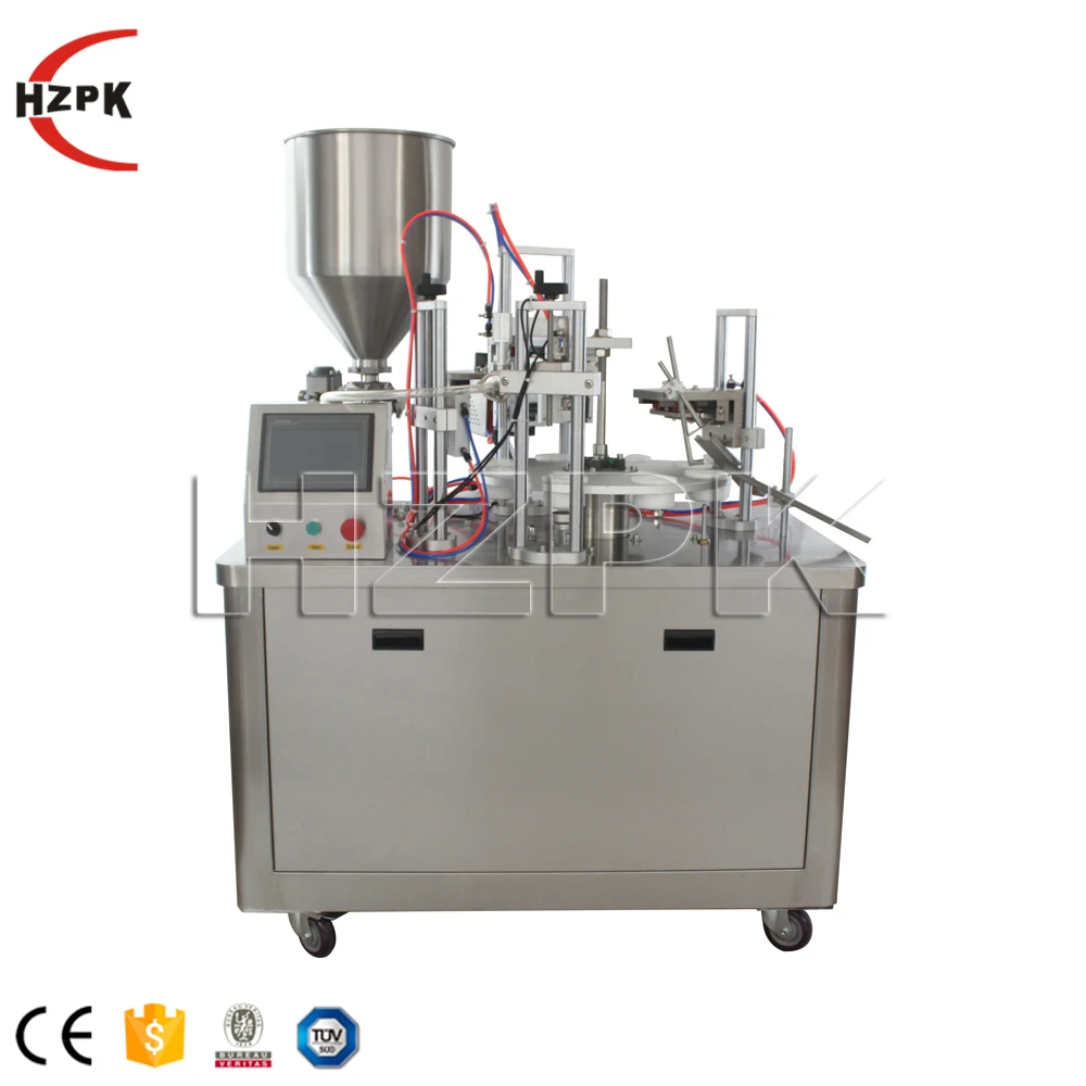 HZPK Semi-auto Ultrasonic Lotion Soft Plastic Tube Filling And Sealing Machine for plastic tube composite tube