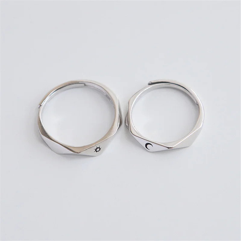 Men Women Fashion jewelry Paired Couple Finger Rings for Him and Her Sets Best Friends Metal Adjustable Opening Sun and Moon Rin