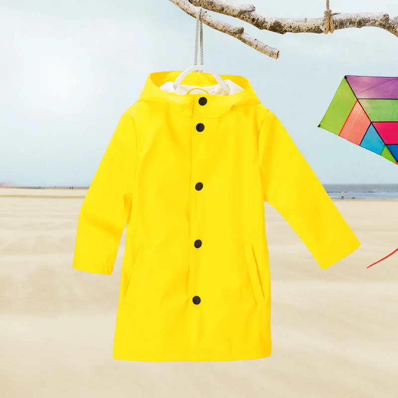 Waterproof Long Poncho for Kids Boys Jackets Environmentally-Friendly PU Breathing Rain Gear Kindergarten Dropshipping