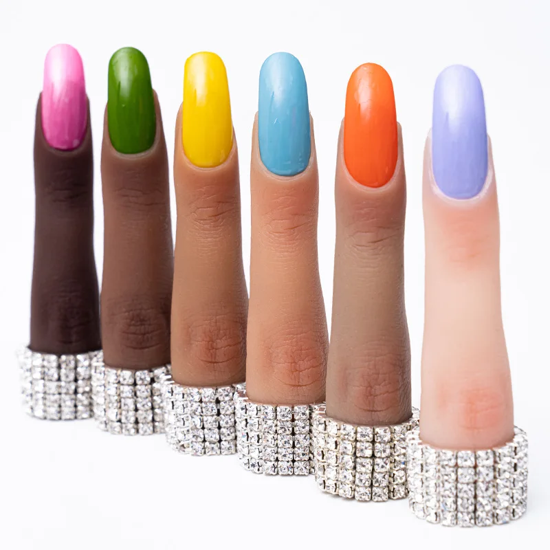Nail art silicone practice hand model with joint bendability matching practice nail silicone fake finger model