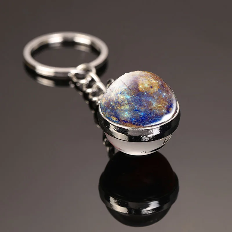 Лидер продаж ретро двухсторонний 25 мм вращающийся шар полусферический лунный узор Кристальный стеклянный Круглый автомобильный подарок брелок для ключей