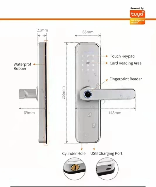Multi language TUYA TTLOCK  Fingerprint Electronic Smart life Touch Keypad Entry keyless door airbnb lock digital