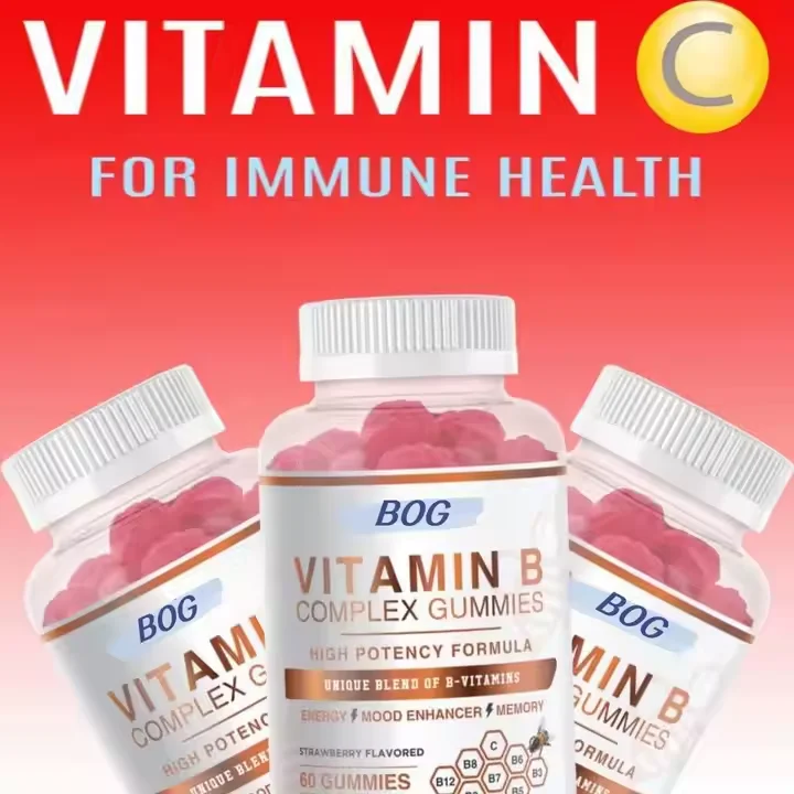 Vitamin B Complex Vegan Gummy Bears, Containing B12 B7 B6 B3, B5, B8, B9, for Stress Relief, Energy boost and Healthy Immunity