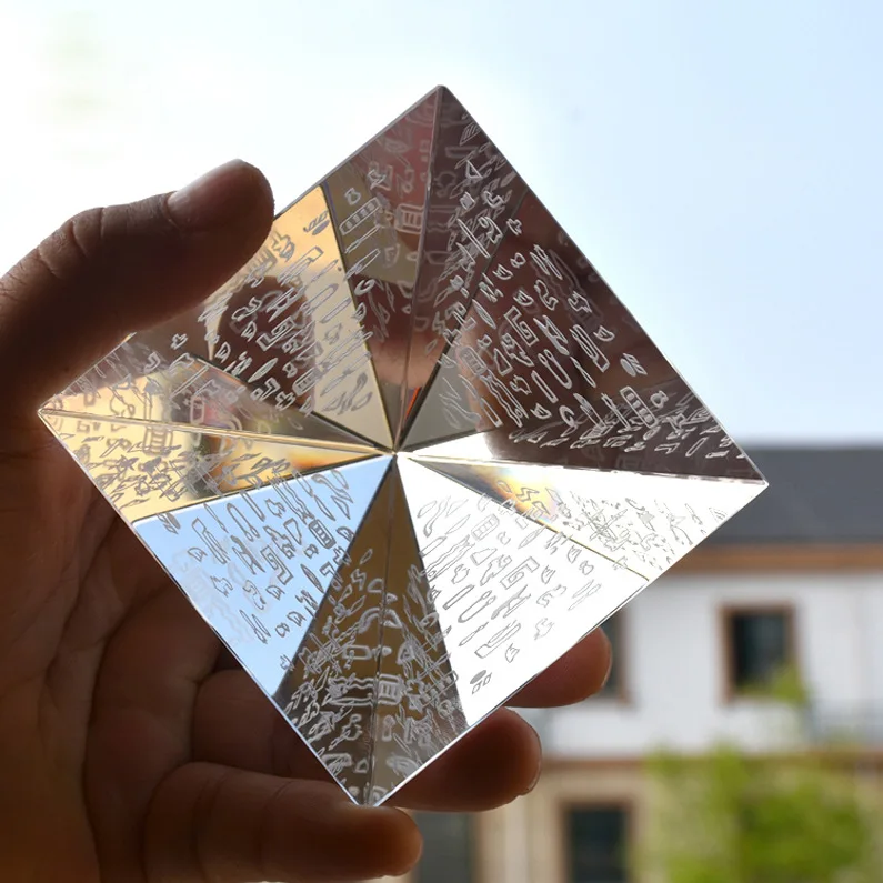 wholesale Religious Gift Egypt K9 Laser Engraving Crystal Pyramid