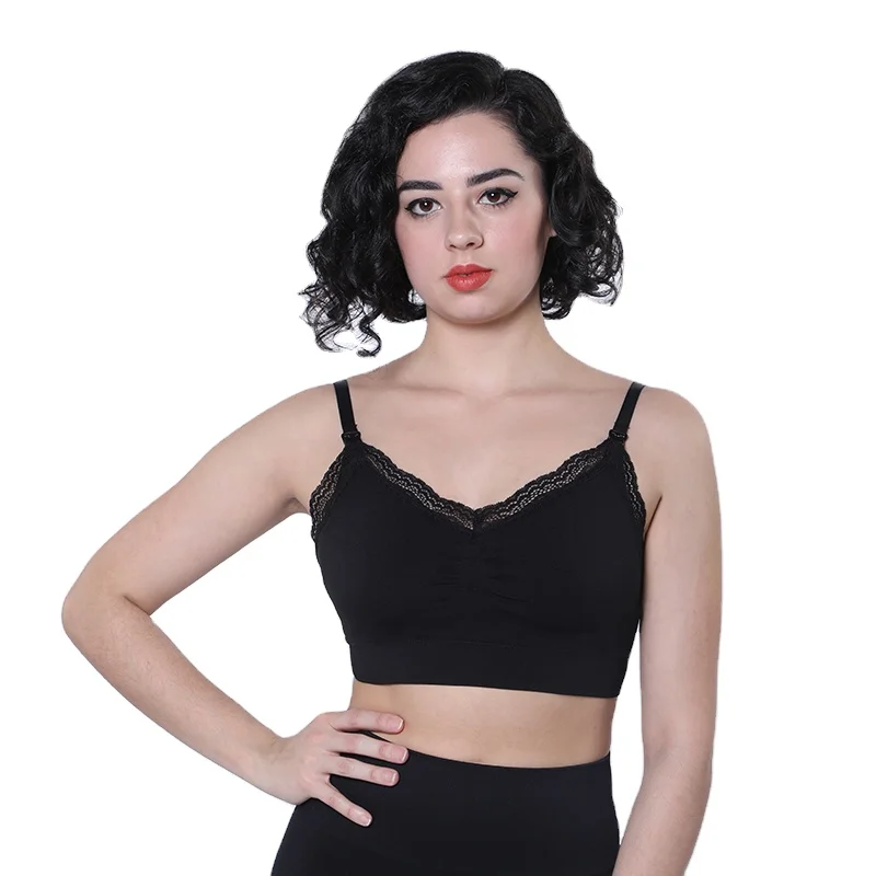 
Hot Selling Back Clasp Adjustable Straps Maternity Sports Bra Nursing Lace Feeding Bra 