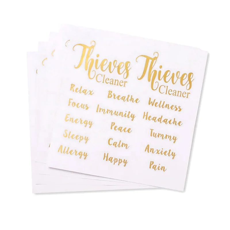 OEM печать 10 мл самоклеящиеся прозрачная Золотая фольга наклейки прозрачный логотип ярлыка с золотыми буквами эфирное масло