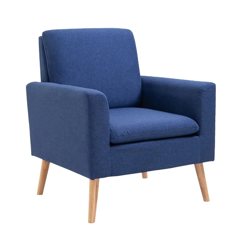 2022 Y-2486 Elegant European Home Furniture Nordic Wooden lounge Chairs Indoor Wide Seat Fabric Armchair Living room Sofas Chair